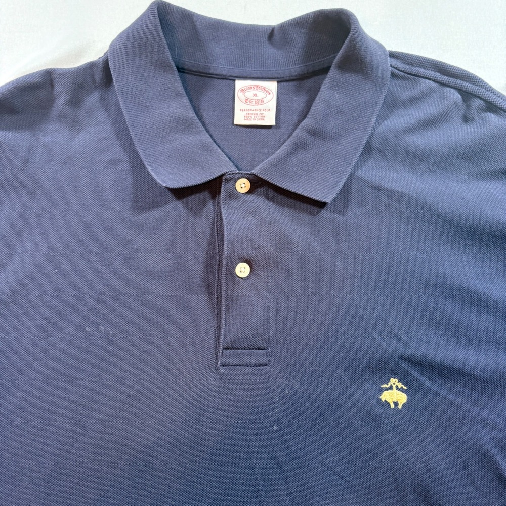 Brooks Brothers Performance Polo Shirt Mens XL Navy Blue Cotton Original Fit